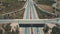 Close-up multiple road with bridge. Countryside landscape. Automotive highway, cars. Time Lapse