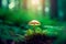 Close up mushroom in a forest. Generative AI
