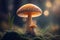 a close up of a mushroom on a mossy ground. generative ai