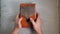 Close up of musician hands holding Kalimba top view