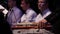 Close up of the musician playing on xylophone. Xylophone, music and chromatic instrument concept - closeup on wooden