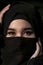 Close up. A Muslim women have beautiful eyes Looking