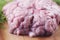 close up of mutton brain on a chopping board