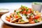 close-up of nachos with fresh pico de gallo