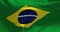 Close up of the national flag of Brazil on a waving flag