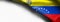 Close up of the national flag of Venezuela on white background - right top corner flag