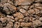 Close-up of natural stone relief with deep erosion textures and patterns on it