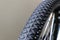 Close-up of new mountain bike tire tread.