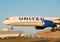 Close up nose shot of an United Boeing 787-9 dreamliner landing