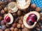 Close up of nutmeg fruits with mace