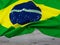 Close up of the official Brazil Flag with copy space
