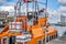 Close up of the offshore RNLI lifeboat moored on the River Yare during the annual maritime festival