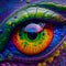 Close-up oil paint eye of fantastic creature. Generative AI