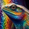 Close-up oil paint portrait of fantastic reptile creature. Generative AI