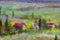 Close-up oil painting rural Landscape of Italian Tuscany