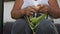 Close-up, Old Country Woman`s Hands Cleaned of Corn Corn