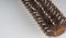 Close up of old dirty hairbrush. Comb with different hair on white background.