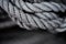 Close-up of an old frayed boat rope as a nautical background