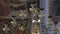 Close up of an old menorah in church. Stock footage. Details of interior inside of orthodox temple, beautiful