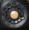 Close up of old rotary dial on telephone