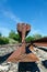 Close-up of Old Rusted Railroad Track