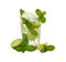 Close up one big glass of mojito isolated on white