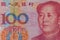 Close up with one hundred yuan bill