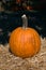 Close-up of One Pumpkin on Haybale