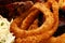 Close Up Onion Rings in Plate of Food