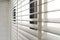 Close-up open venetian blinds. lighting range control sunlight coming from a window. decoration interior. Modern jalousie