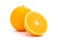 Close-up of Organic Indian Citrus fruit sweet  Seedless kinnow Kinnow mandarin high yield mandarin hybrid with its half cut, it