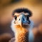 Close up Ostrich portrait. Generative AI