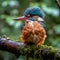 close up of outdoor common kingfisher bird
