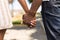 Close up outdoor protrait of african american couple holding hands