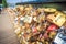 Close up of the padlocks on the Pont de l\'Archeveche