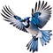 A close-up painting of a blue jay bird. Ai-generated.