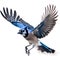 A close-up painting of a blue jay bird. Ai-generated.