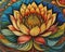 A close up of a painting of a flower, giant lotus mandala.