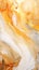 A close up of a painting of orange and white. Generative AI image. Abstract white and yellow background.