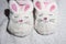 Close up of a pair of slippers with rabbit figure