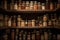 close-up of pantry with rows of neatly stacked cans and bottles