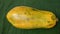 Close up papaya on a banana leaf