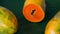 Close up papaya on a banana leaf