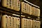 Close up of paper lanterns with Japanese symbols on the grounds of the Shimogamo Shrine. .(Kyoto, Japan - 26/07/2017