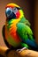 Close up of Parrot. Scarlet Macaw Parrot. Generated AI