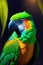 Close up of Parrot. Scarlet Macaw Parrot. Generated AI