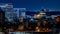 Close up of part of the Boise skyline and capital building at night