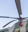 Close up partial shot of Russian military helicopter. Defence