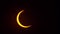 Close up of partial solar eclipse while sun is moving on the sky. Some are seeing eclipse as end of the world or bad omen