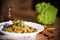 Close up of a pasta with roman cauliflower plate